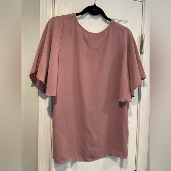 Zenana Premium Size S Dusty Pink Batwing Sleeve Pullover Blouse Pearl Buttons - Picture 9 of 13